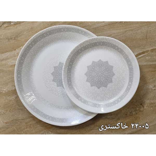 سرویس غذاخوری 26 پارچه گرد مقصود آرکوپال گل آرایی 22005 خاکستری 